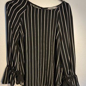 Pin Stripe Top with Tie Bell Sleeves
